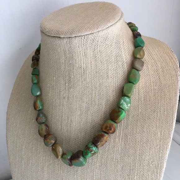 Jay King Jewelry - Jay King Vintage Green Turquoise Nugget Necklace Sterling Silver 17"
